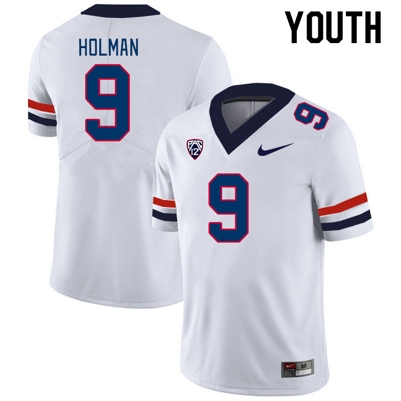 Youth #9 Jackson Holman Arizona Wildcats College Football Jerseys Stitched-White